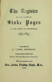 View Free PDF The Register of the Parish of Stoke Poges in the County of Buckingham Part 1 1563 to 1653