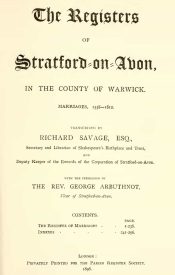 View Free PDF The Registers of Holy Trinity Stratford on Avon Warwickshire Marriages 1558 – 1812