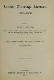 View Free PDF London Marriage Licences 1521-1869