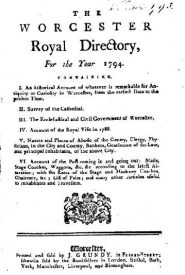View Free PDF The Worcester Royal Directory, for the Year 1794